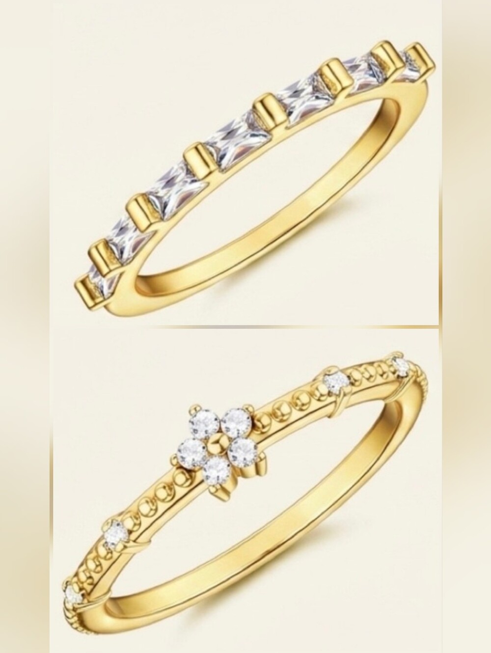 ✨️ Cz Stacking Rings - Sparkling Set, Gold-plated